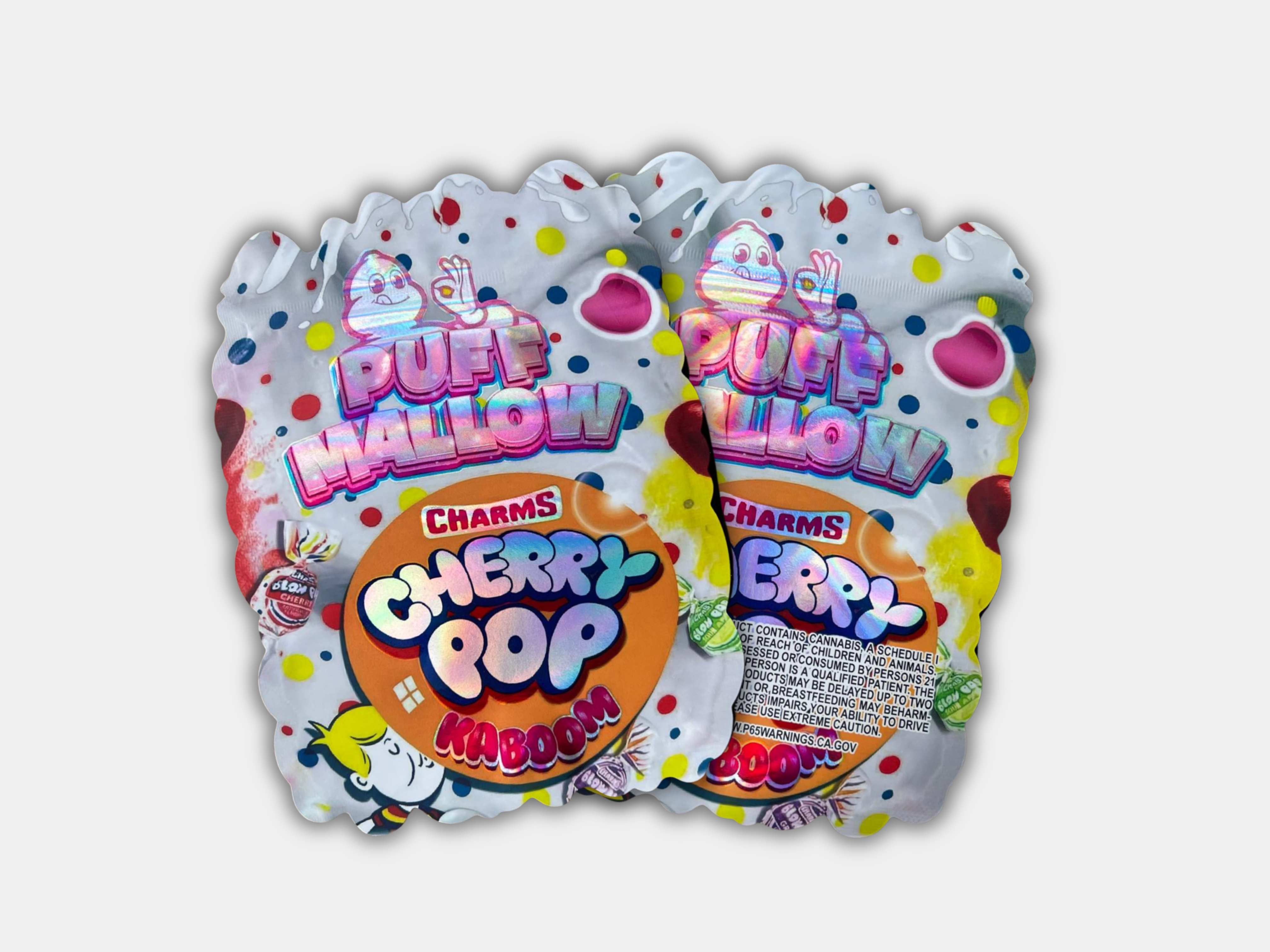 Puff Mallow Charms Cherry Pop Kaboom – 3.5G Mylar Bag| Smell Proof ...