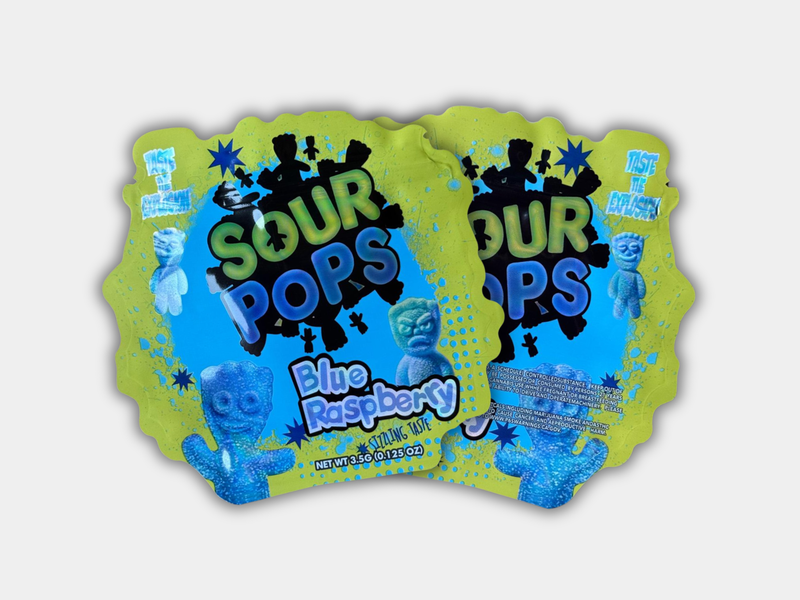 Sour Pops Blue Raspberry 3.5G Mylar Bag | Smell Proof Packaging ...