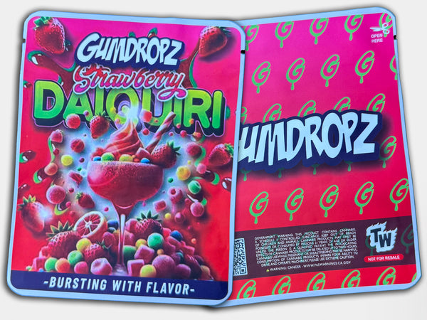 Strawberry Daiquiri Gumdropz Mylar Bag 3.5 Grams (Label & Authenticity Stickers Included)