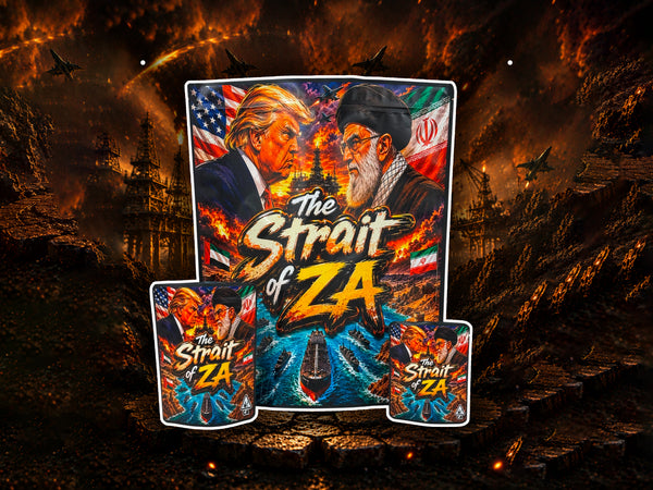The Strait of ZA CUSTOM STICKER Combo Pack Mylar Bag Set – 32 (3.5g), 16 (1oz), 1 (1lb)