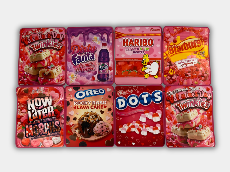 Valentine’s Day Candy Collection – 8 Design Mylar Set (3.5g) | Limited ...