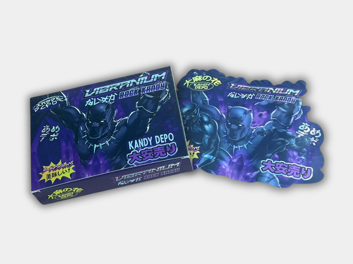キンバ Vibranium Rock Kandy Mylar Bag + Box | Collectible 3.5G Packaging