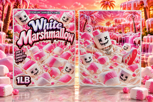 White Marshmallow Custom Print 1 Pound Double Sided Mylar Bag