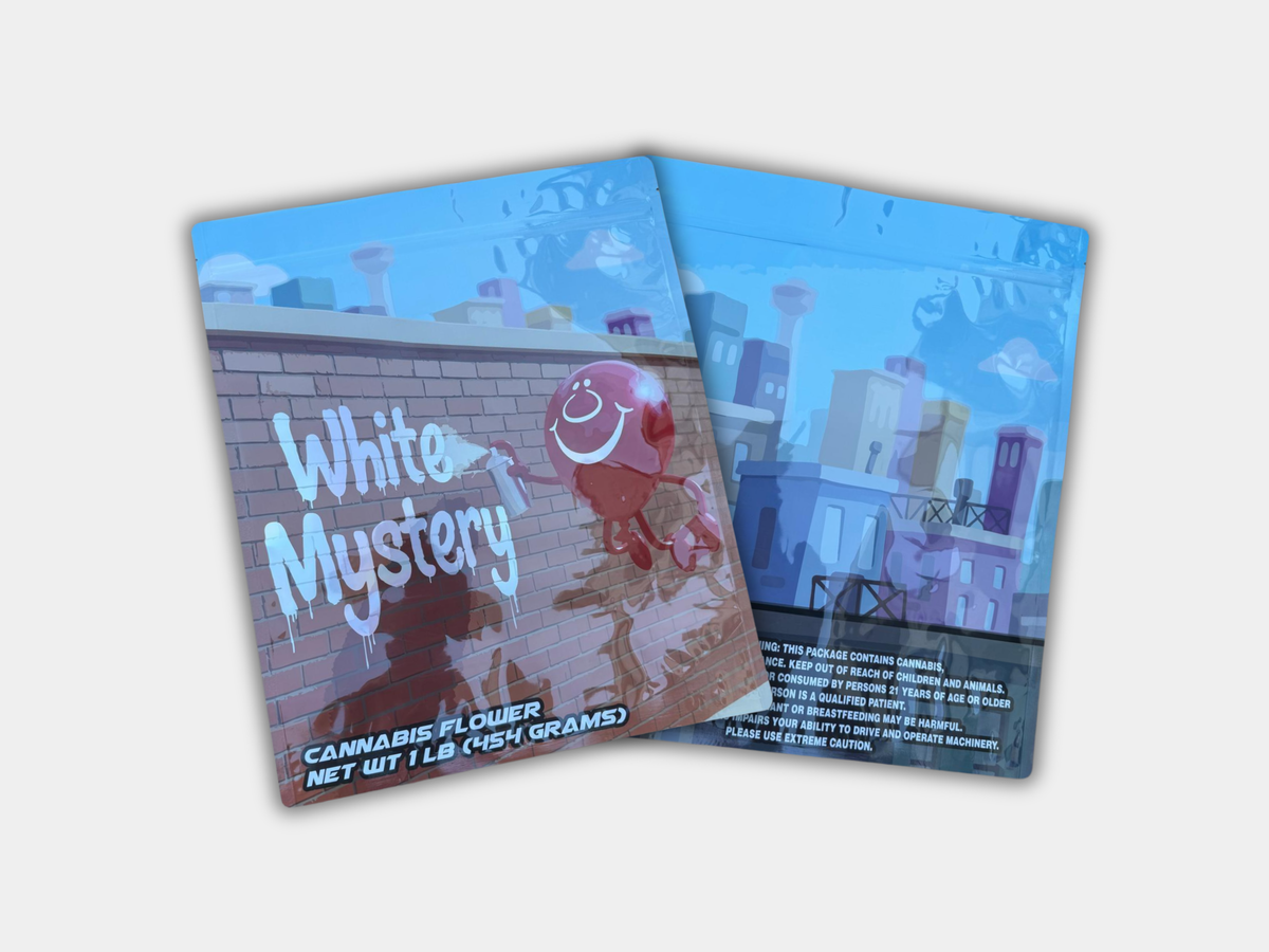 White Mystery 16 oz (1 lb) Mylar Bag | Smell-Proof Packaging