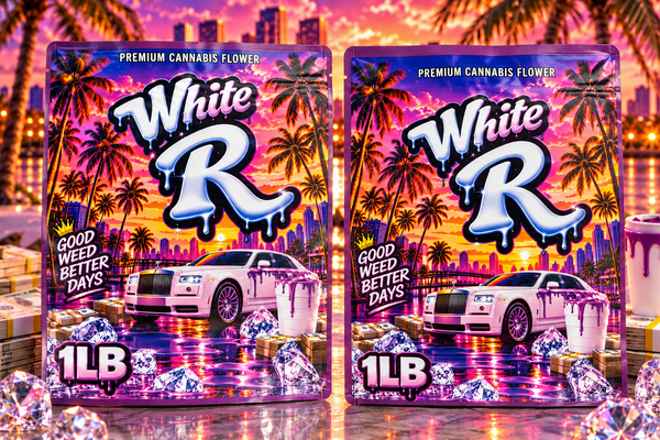 White R Custom Print 1 Pound Double Sided Mylar Bag