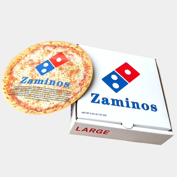 Zaminos Pizza Box with Mylar Bags 3.5g Box Packaging