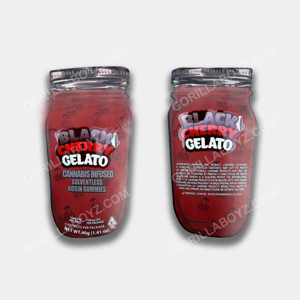 Black Cherry Gelato Rosin edibles gummies packaging mylar bags