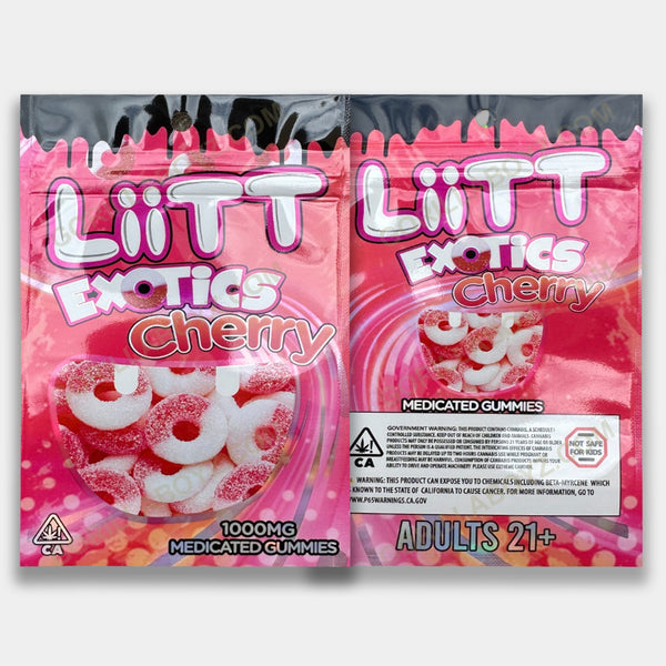 Litt Exotics Cherry edibles 1000 mg mylar bags