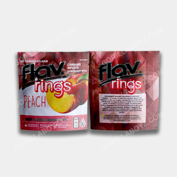 Flav Rings Peach mylar bags 600 mg 