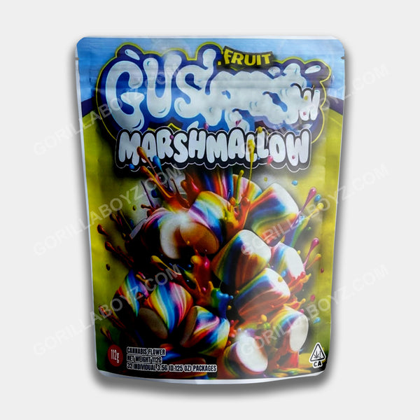 Fruit Gush Marshmallow 1 Pound sticker Mylar Bag Net Weight 112G - 32 Individual 3.5G (0.125 OZ) Packages