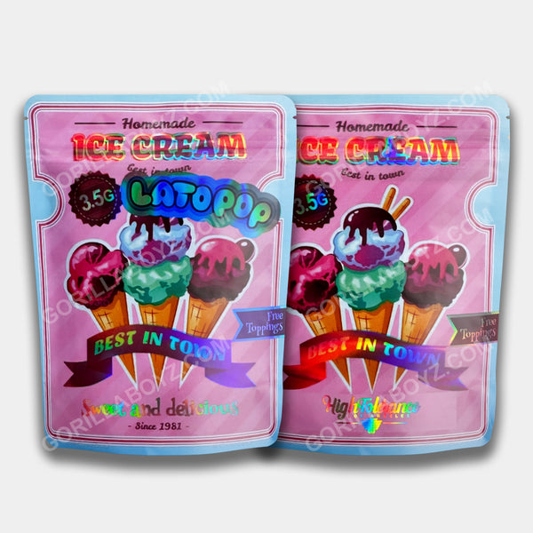 Ice Cream Lato Pop Mylar Bag 3.5 Grams
