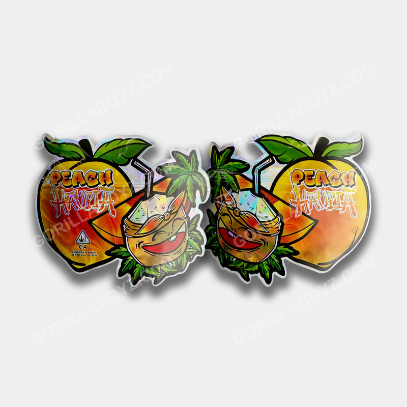 Peach Haupia Holographic mylar bags 3.5 grams