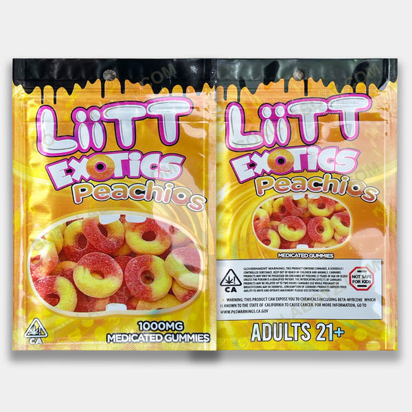 Liit Exotics Peachios 1000 mg edibles mylar bags