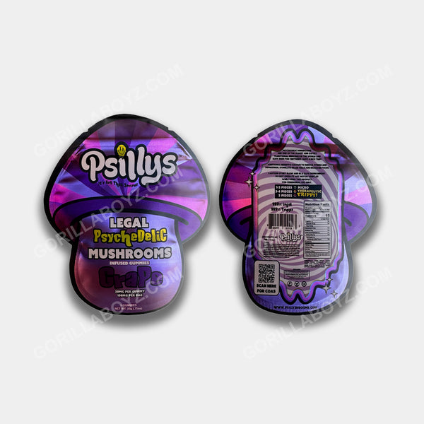 Psillys Grape 150 mg edibles mylar bags packaging