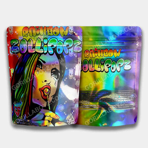 Rainbow Lollipopz Holographic mylar bags 3.5 grams