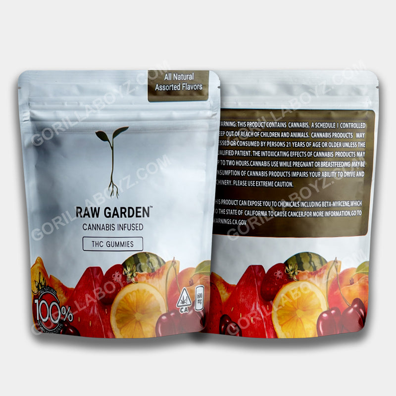 Raw Garden Gummies mylar bags 600 mg