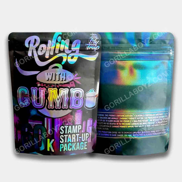 Rolling with Gumbo Holographic mylar bags 3.5 grams