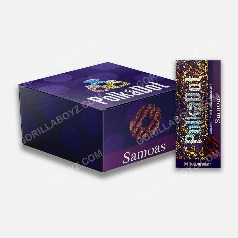 Samoas polka dot mushroom packaging