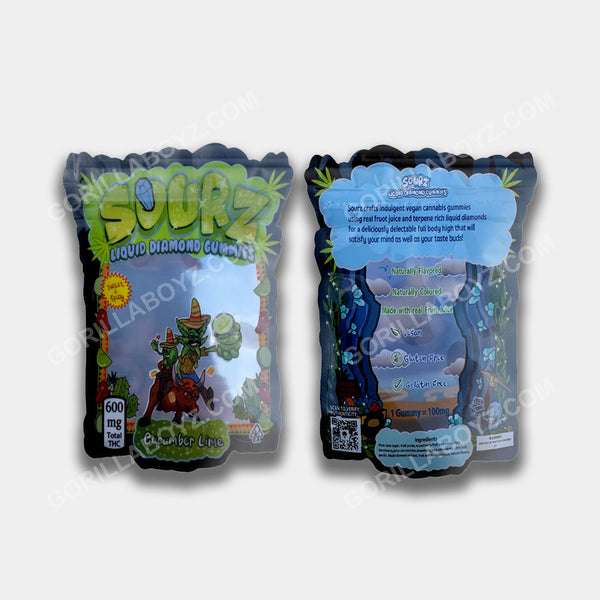 Sourz Cucumber Lime mylar bags 600 mg edibles packaging