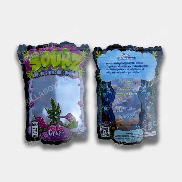 Sourz Grape mylar bags 600 mg for edibles packaging