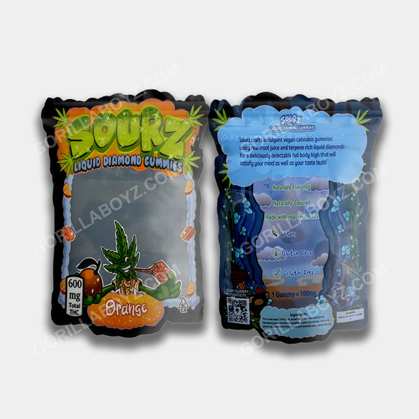 Sourz Orange 600 mg edibles packaging mylar bags