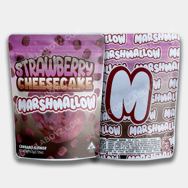 Strawberry Cheesecake Mylar Bag (FROSTED/SANDY MATERIAL) 3.5 Grams with Stickers and Labels