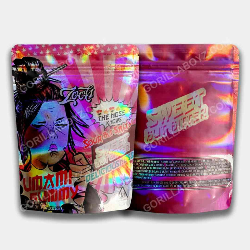 Umami Gummy Sweet but Bitter Holographic mylar bags 3.5 grams