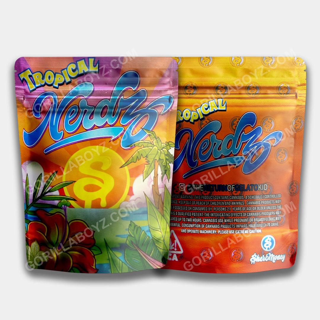 Nerdz Rool Tropical Nerdz Holographic Mylar Bag 3.5 Grams | Smell Proof Ziplocks ...