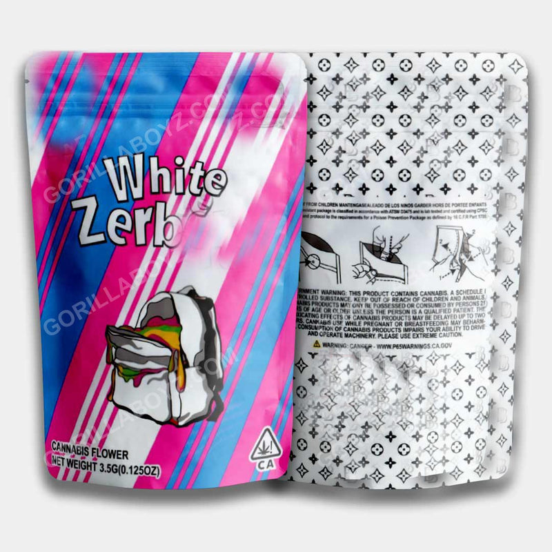 White Zerb Mylar Bag 3.5 Grams