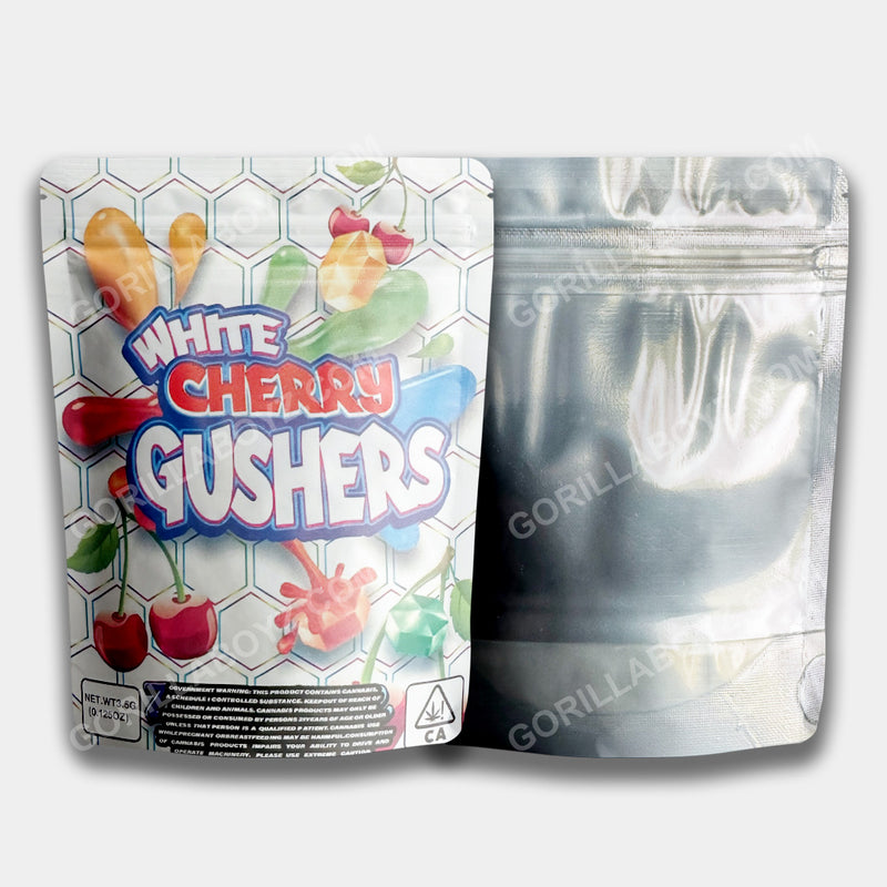 White Cherry Gushers mylar bags 3.5 grams