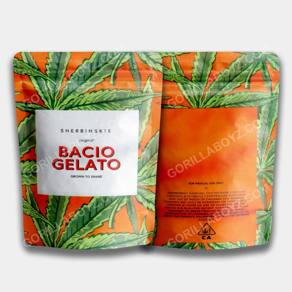 Bacio Gelato mylar bags 3.5 grams