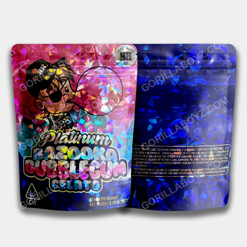 Platinum Bazooka Bubble Gum Gelato mylar bags 3.5 grams