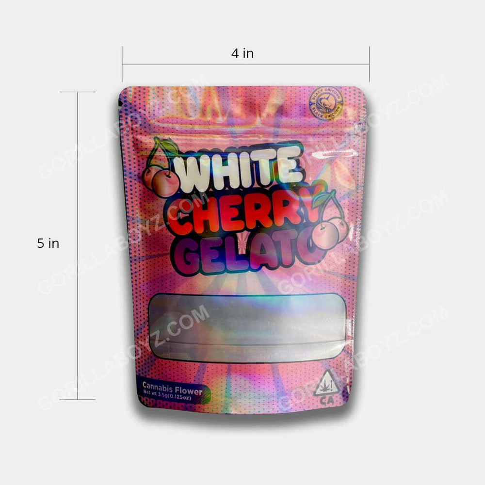 Mylar Bags 3.5 Grams White Cherry Gelato | Smell-Proof Ziplocks