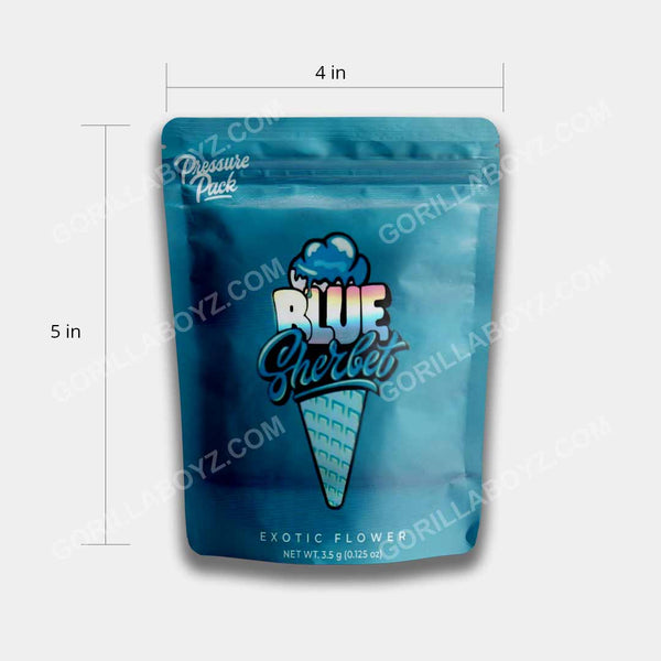 Blue Sherlet mylar bags 3.5 grams