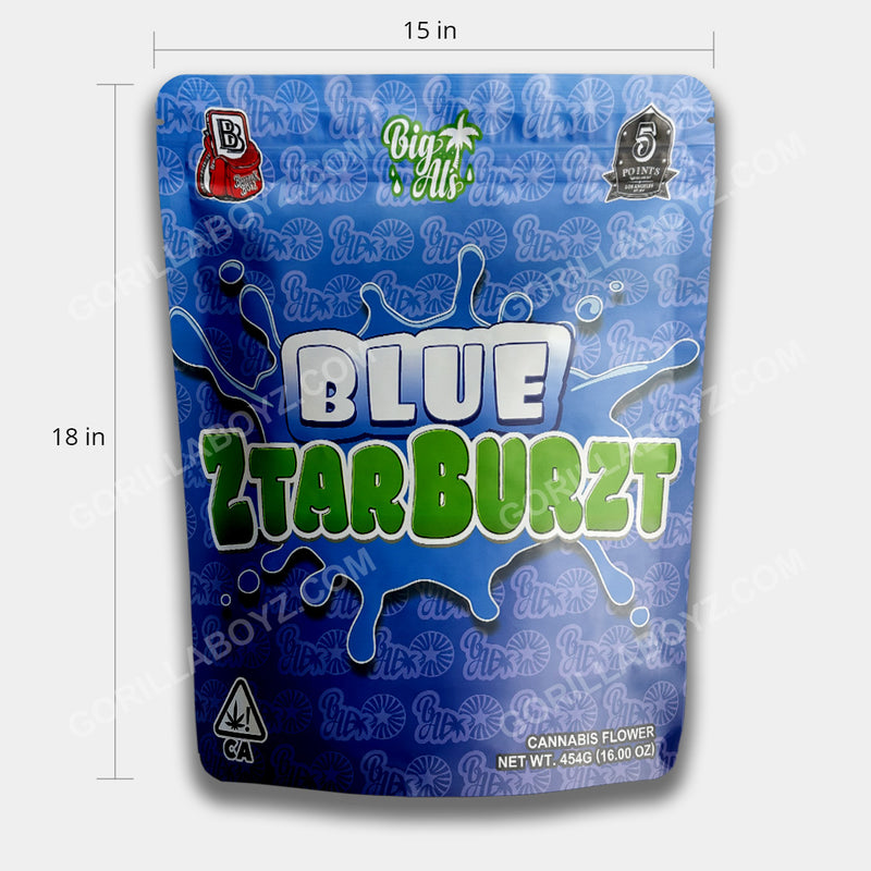 Blue Ztarburzt mylar bags 1 lb dimensions