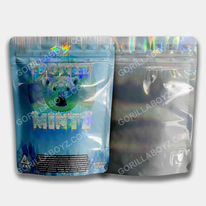 Frosted Mintz mylar bags 3.5 grams holographic