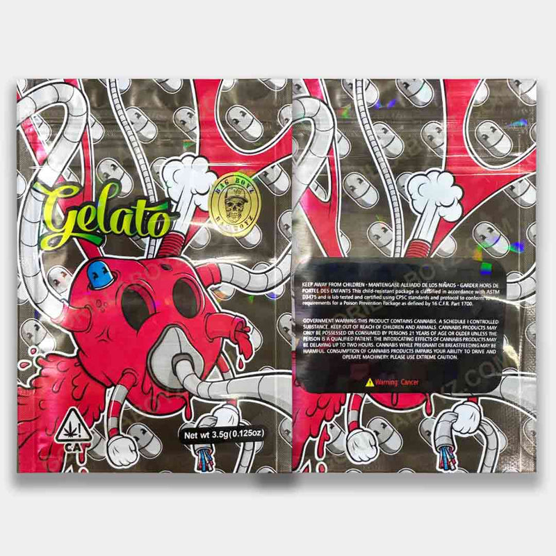 Gelato Gas Mask mylar bags 3.5 grams holographic