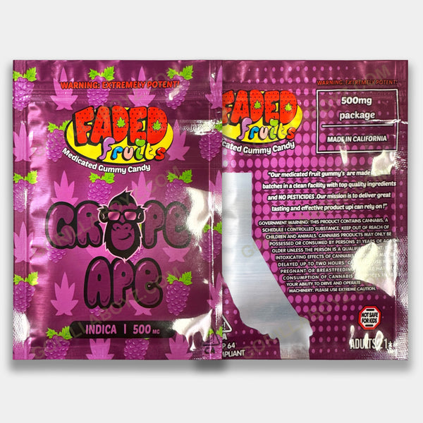 Grape Ape mylar bags 500 mg