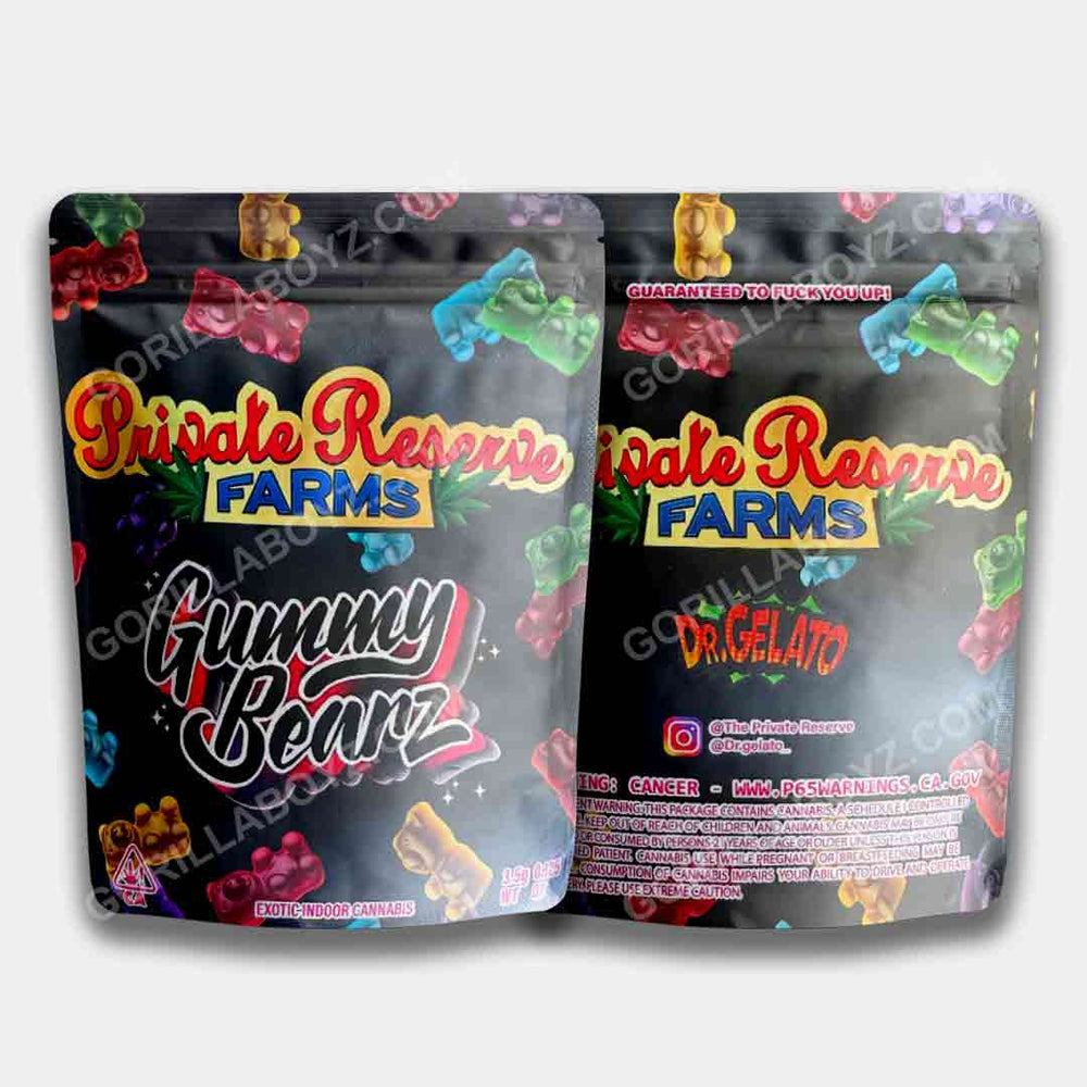 Private Reserve Farms Gummy Bearz 3.5G Mylar Bags | Smell Proof