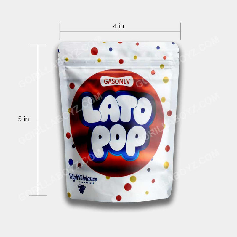 Lato Pop White mylar bags dimensions