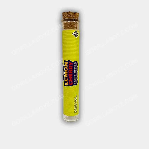 Lemon Cherry Gelato glass tube container with cork