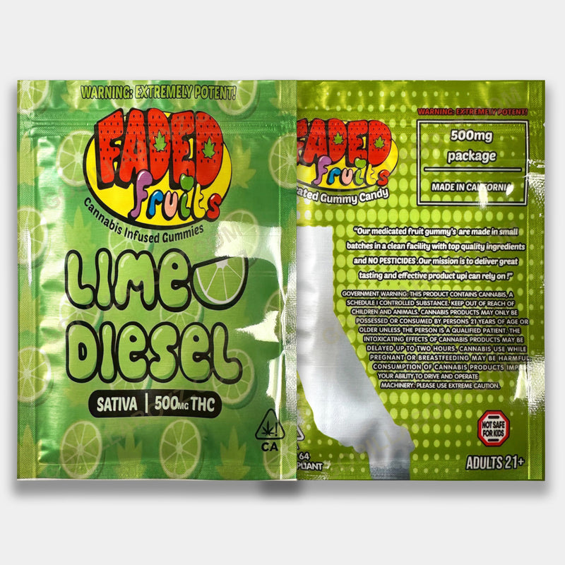 Lime Diesel mylar bags 500 mg