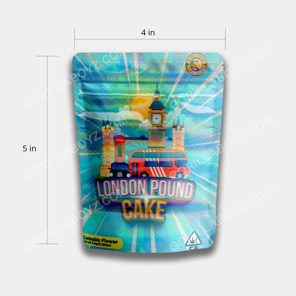 London Pound Cake mylar bags dimensions