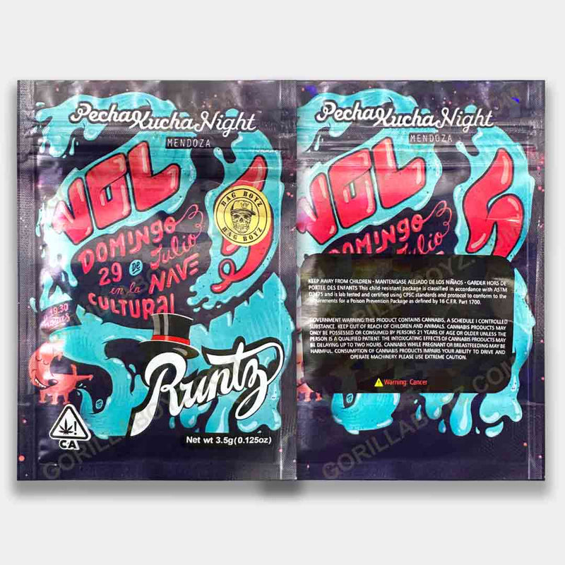 Runtz VOL Domingo holographic mylar bags 3.5 grams