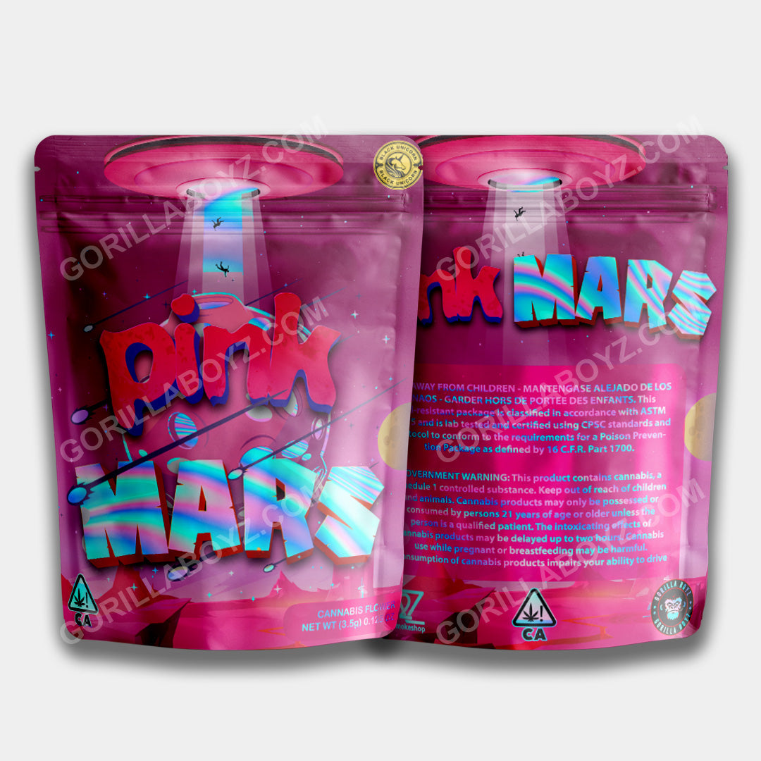 Mylar Bags 3.5 Grams Pink Mars | Smell-Proof Ziplocks – Gorilla Boyz Inc