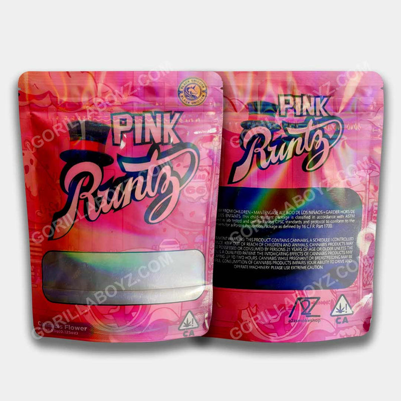 Pink Runtz holographic mylar bags 3.5 grams