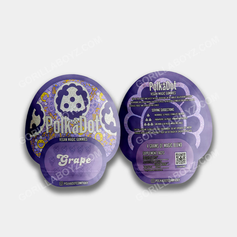 PolkaDot Grape Gummies mylar bags 4 grams