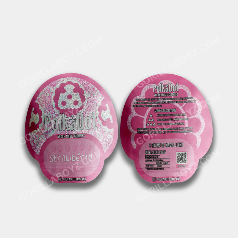 PolkaDot Strawberry Gummies mylar bags 4 grams