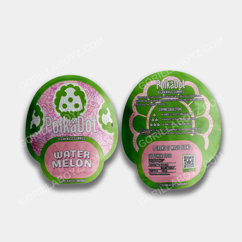 PolkaDot Water Melon Gummies mylar bags 4 grams