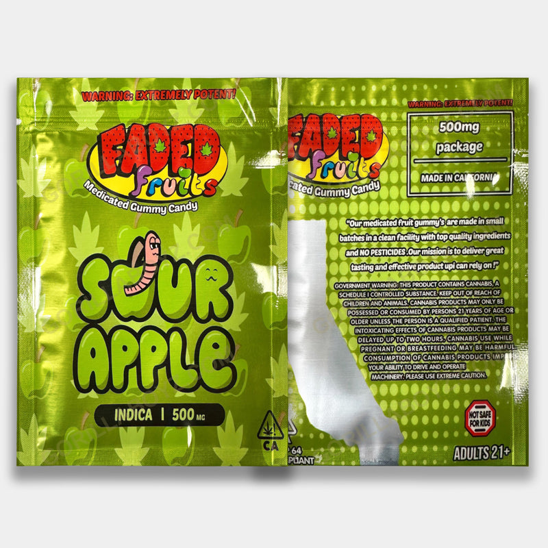 Sour Apple edible mylar bags 500 mg